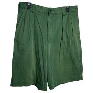 Vtg 90s J Crew Shorts Mens 34 Green Pleat Oarsman Preppy Sailing Baggy 11 Inseam